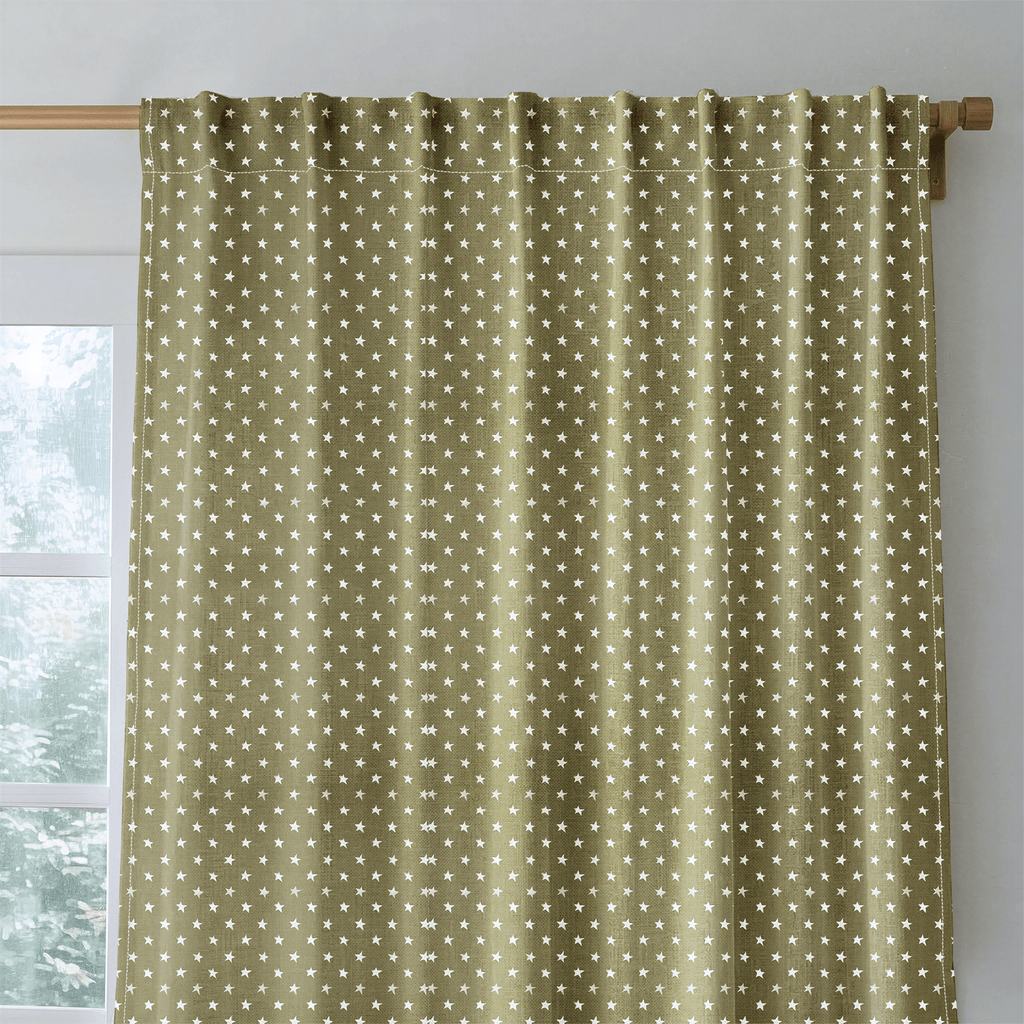 Olive Stars - Curtain Panel - The Drapery