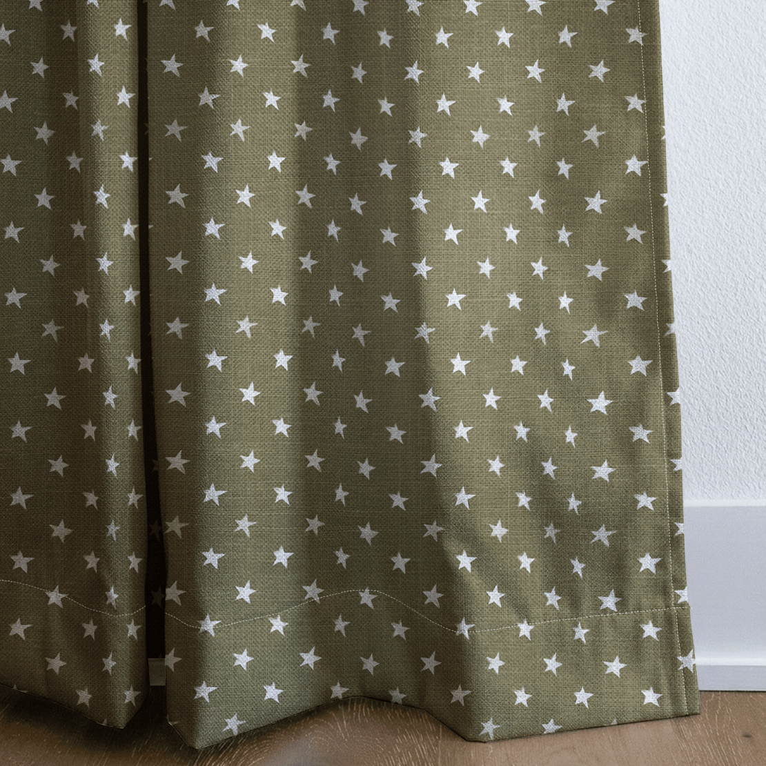 Olive Stars - Curtain Panel - The Drapery