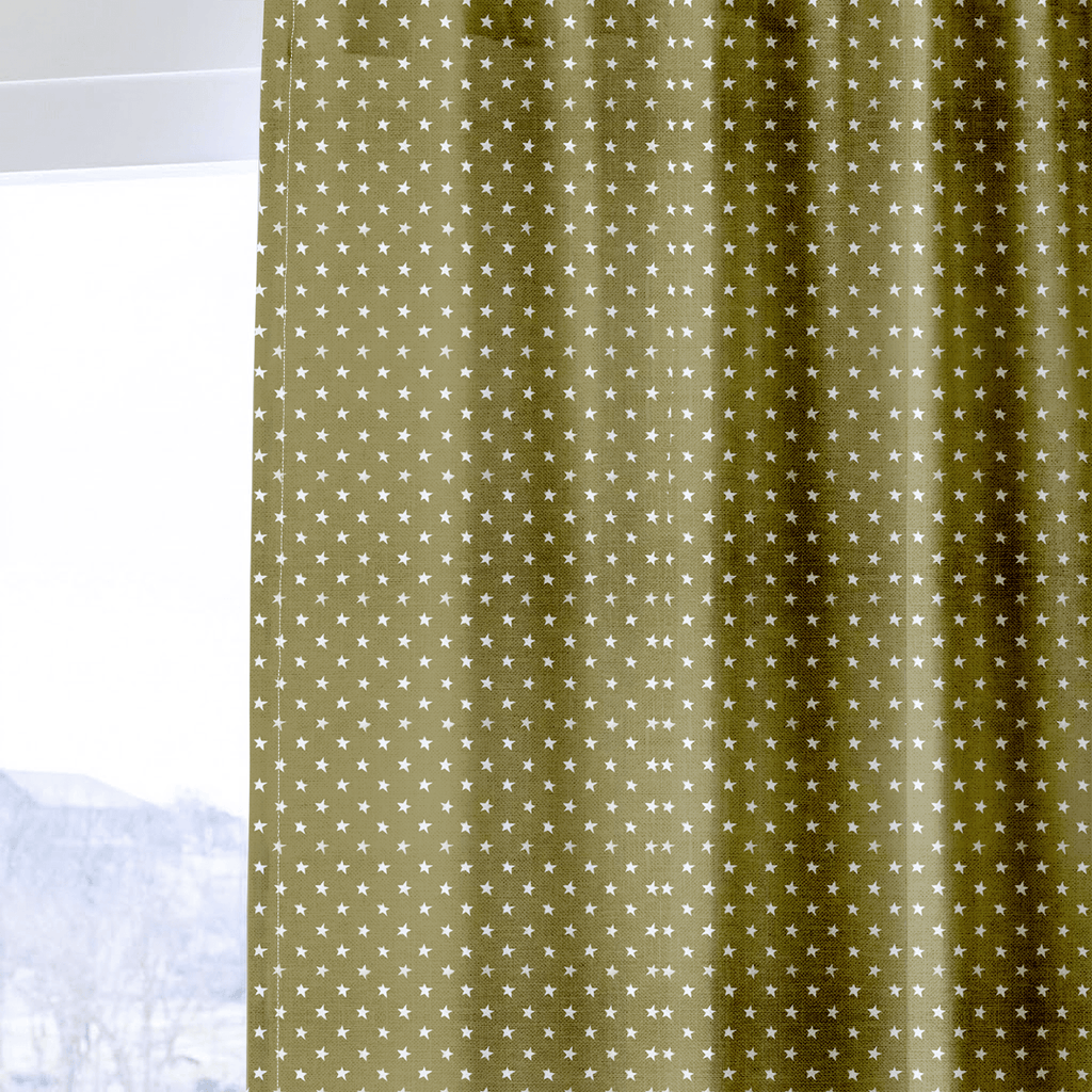 Olive Stars - Curtain Panel - The Drapery
