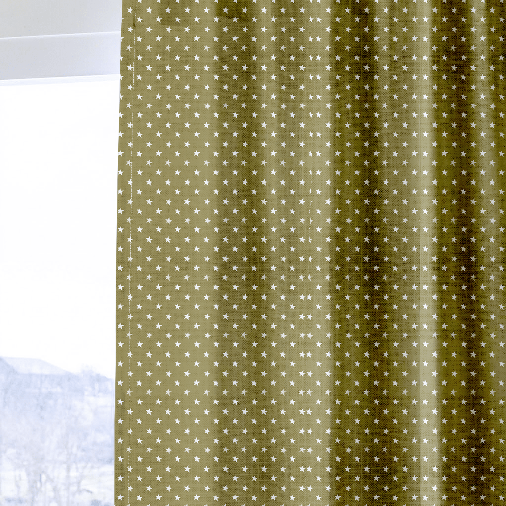 Olive Stars - Curtain Panel - The Drapery