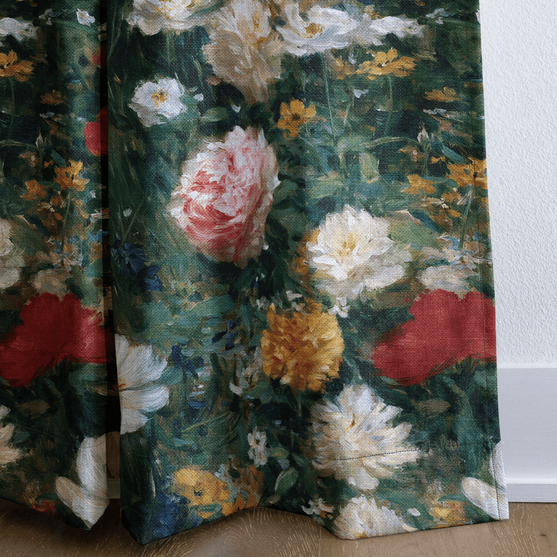 Painted Peonies - Curtain Panel - The Drapery