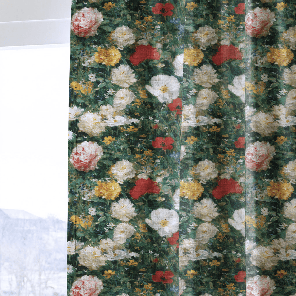 Painted Peonies - Curtain Panel - The Drapery