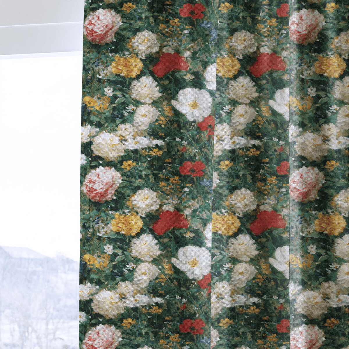 Painted Peonies - Curtain Panel - The Drapery