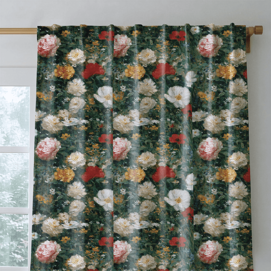 Painted Peonies - Curtain Panel - The Drapery