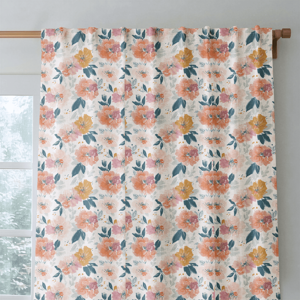 Papaya Petals - Curtain Panel - The Drapery
