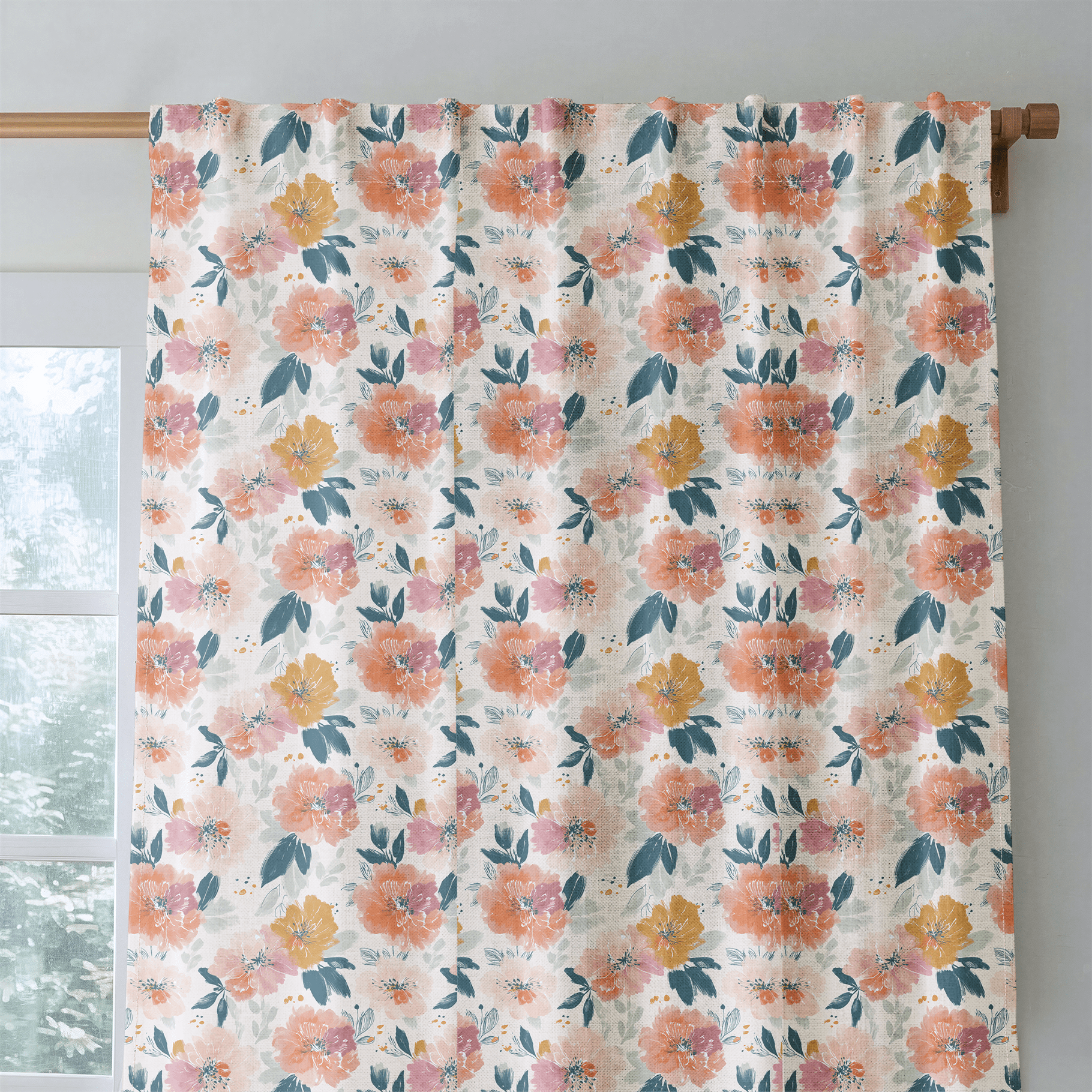Papaya Petals - Curtain Panel - The Drapery