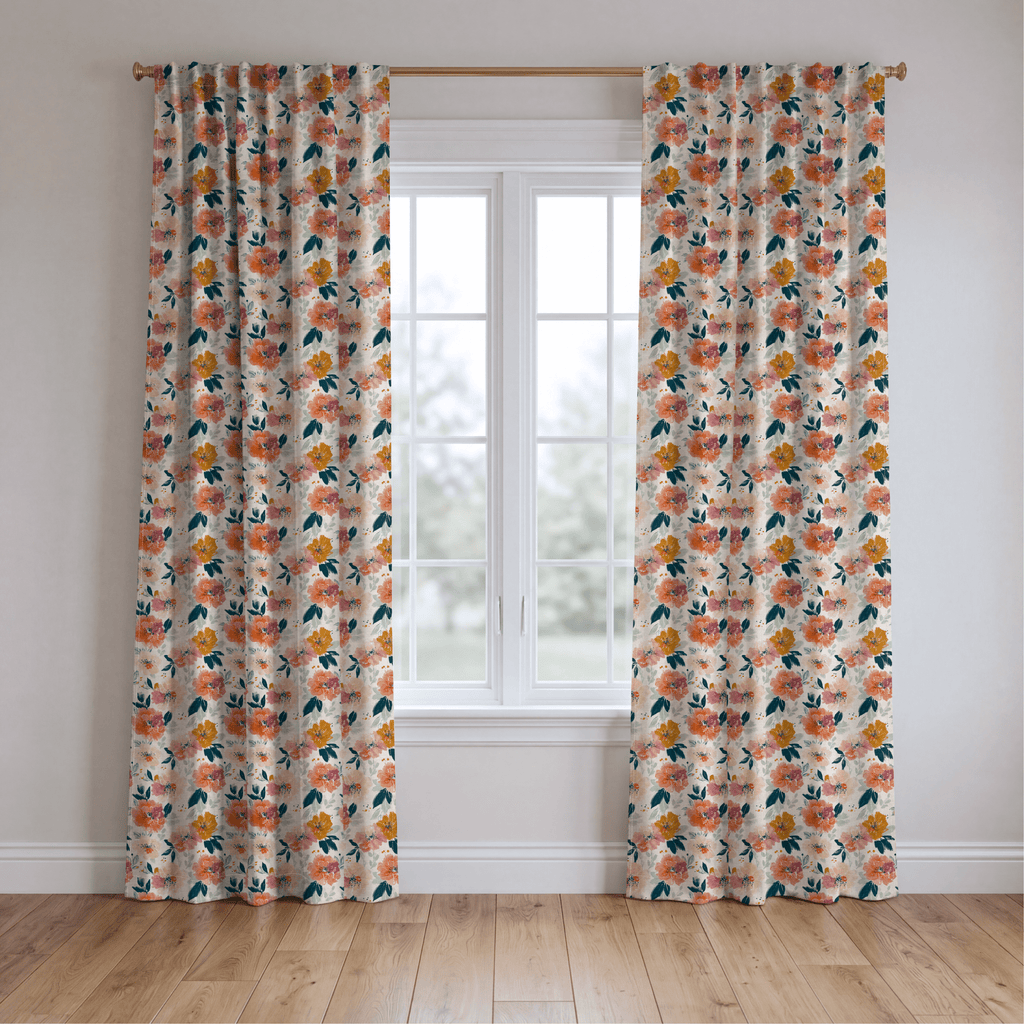 Papaya Petals - Curtain Panel - The Drapery
