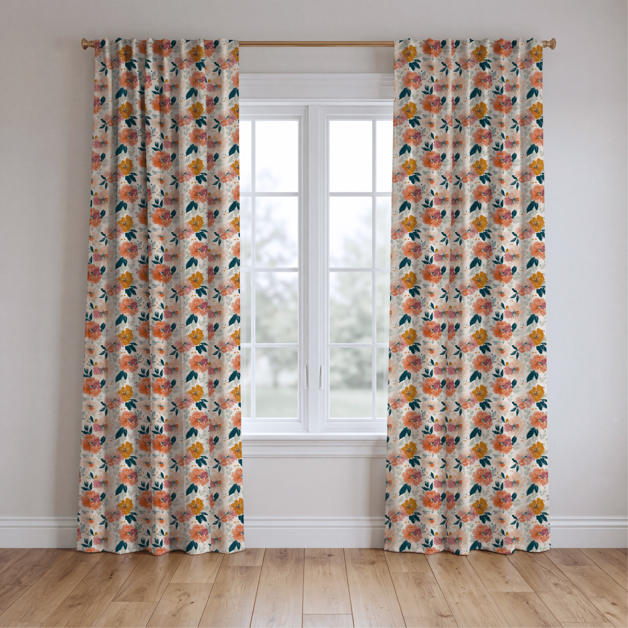 Papaya Petals - Curtain Panel - The Drapery
