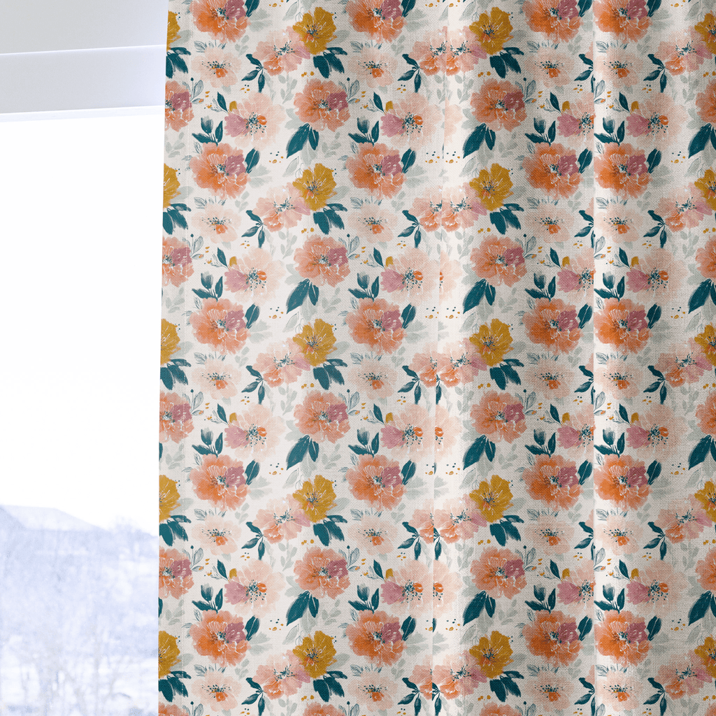 Papaya Petals - Curtain Panel - The Drapery