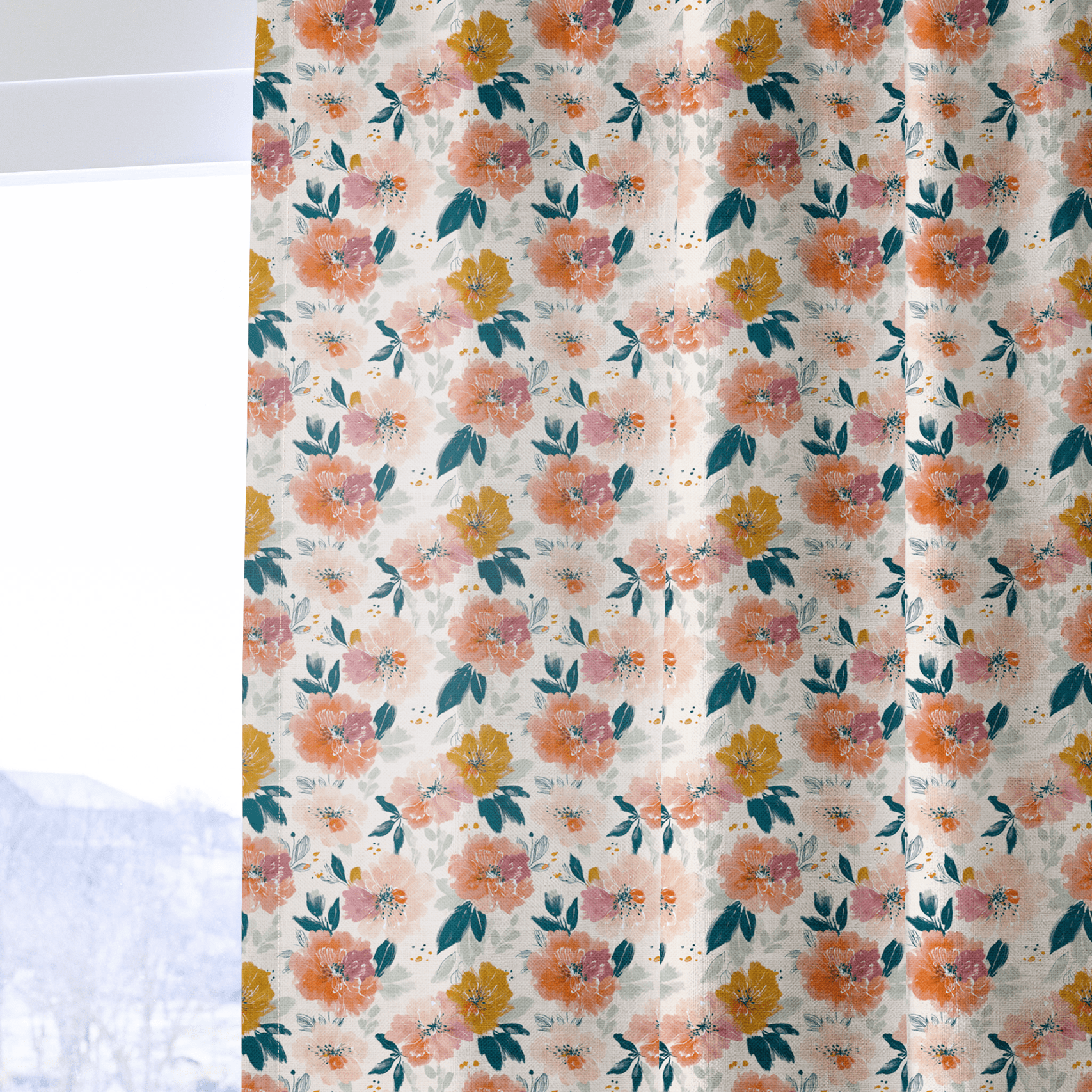 Papaya Petals - Curtain Panel - The Drapery