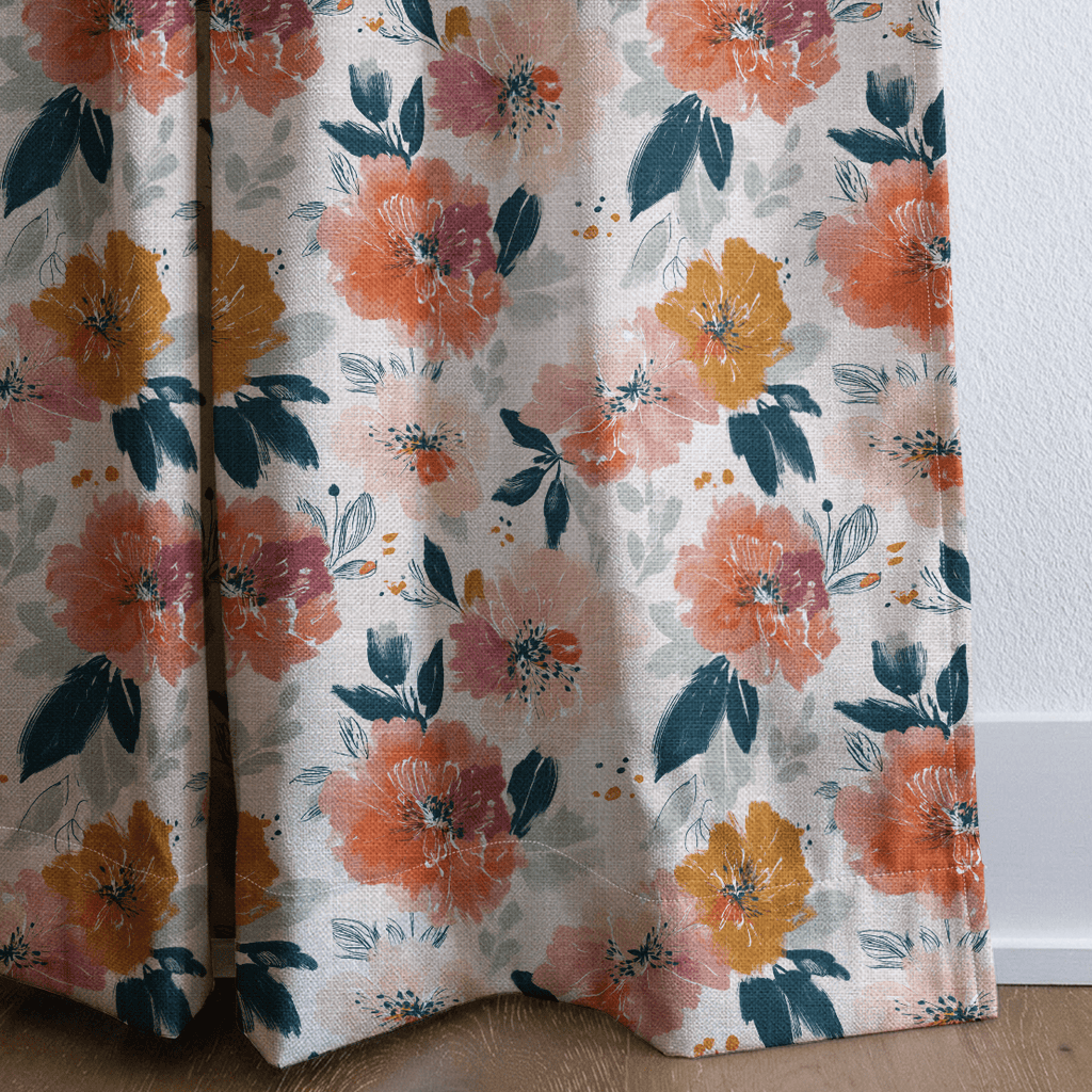 Papaya Petals - Curtain Panel - The Drapery