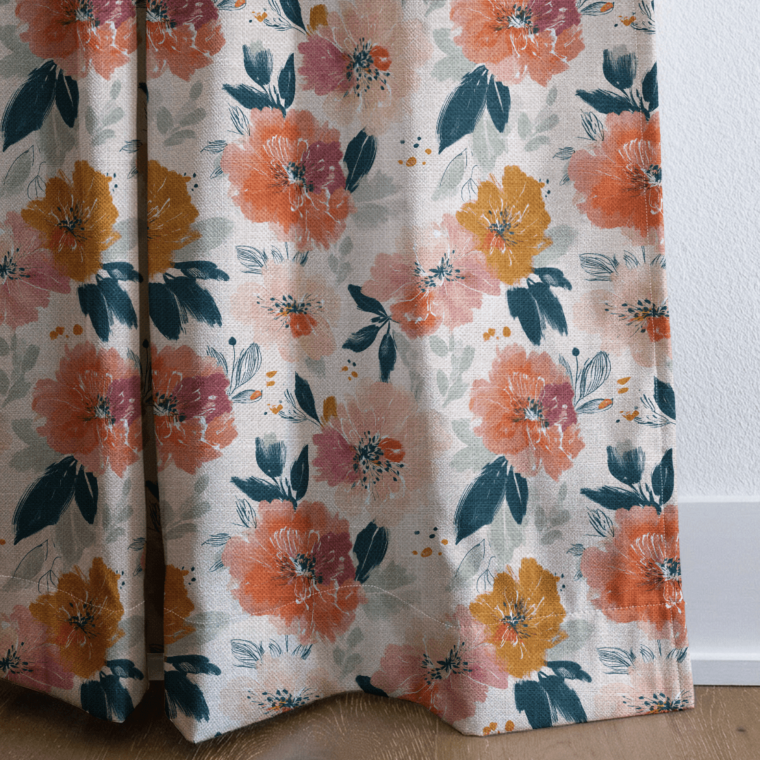 Papaya Petals - Curtain Panel - The Drapery