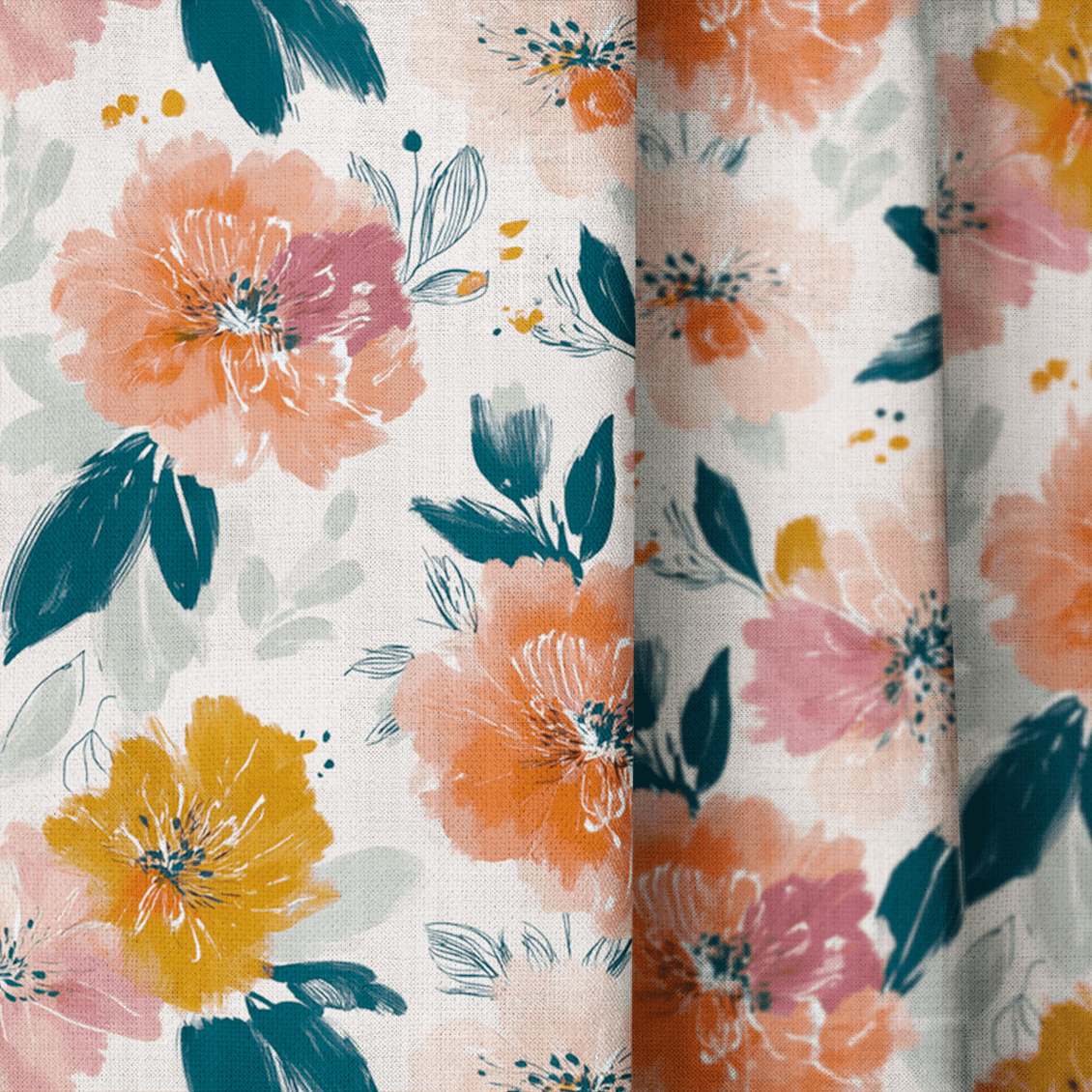 Papaya Petals - Curtain Panel - The Drapery