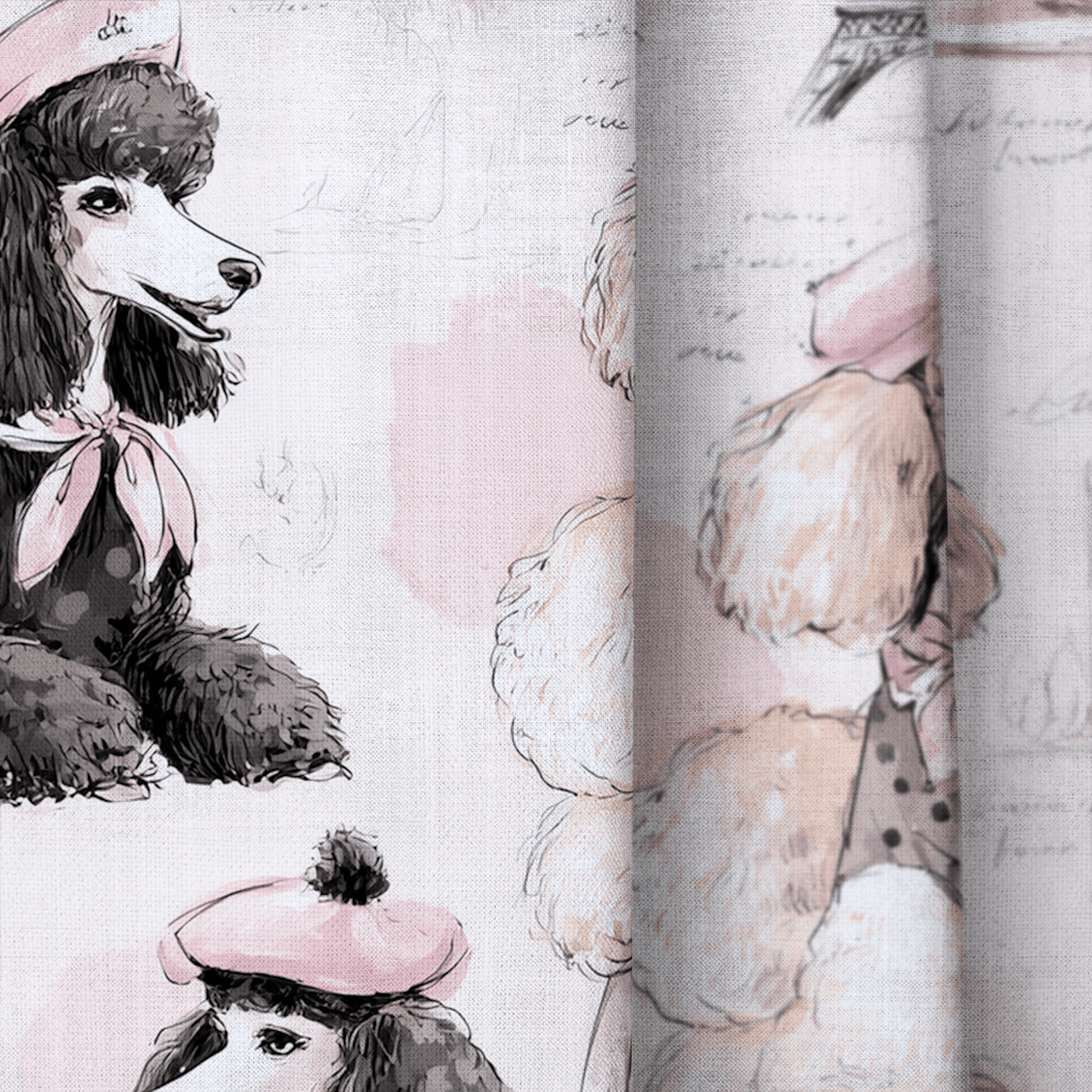 Parisian Poodles - Curtain Panel - The Drapery