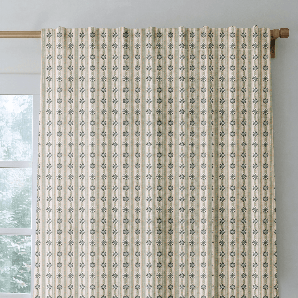 Parlor Daisy Stripe - Curtain Panel - The Drapery