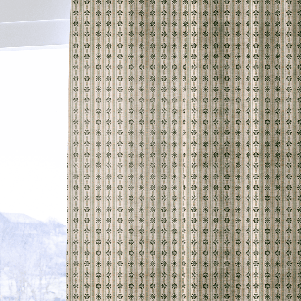 Parlor Daisy Stripe - Curtain Panel - The Drapery