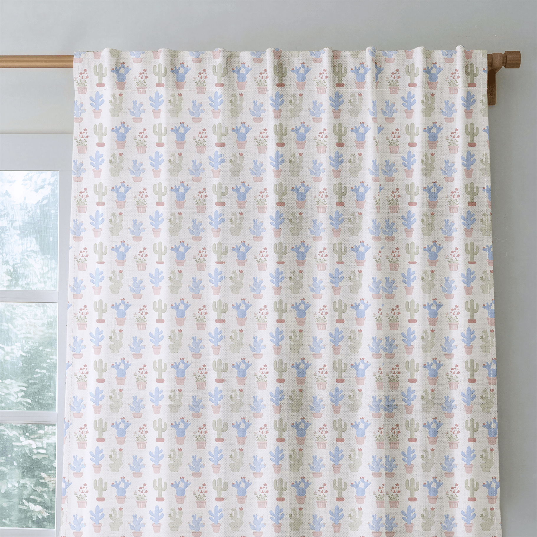 Pastel Cactus - Curtain Panel - The Drapery