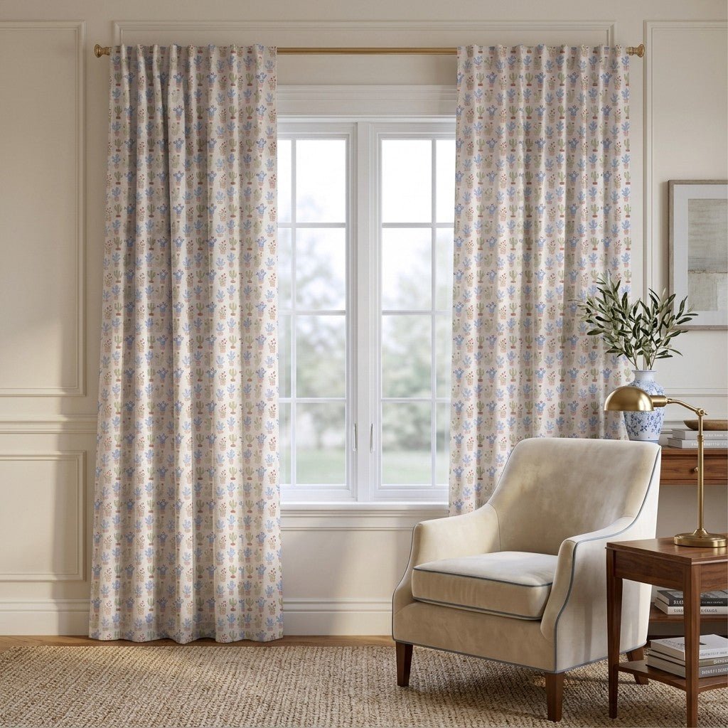 Pastel Cactus - Curtain Panel - The Drapery