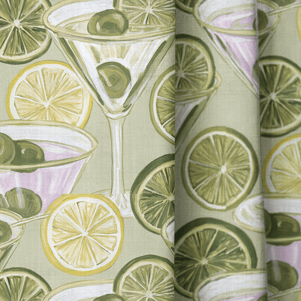 Pastel Martini Glasses - Curtain Panel - The Drapery