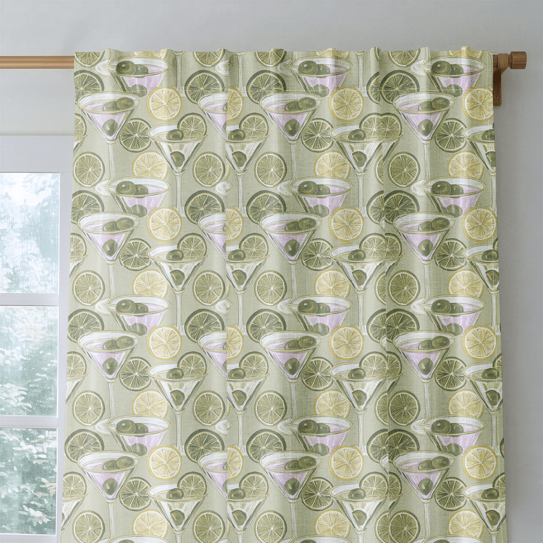 Pastel Martini Glasses - Curtain Panel - The Drapery
