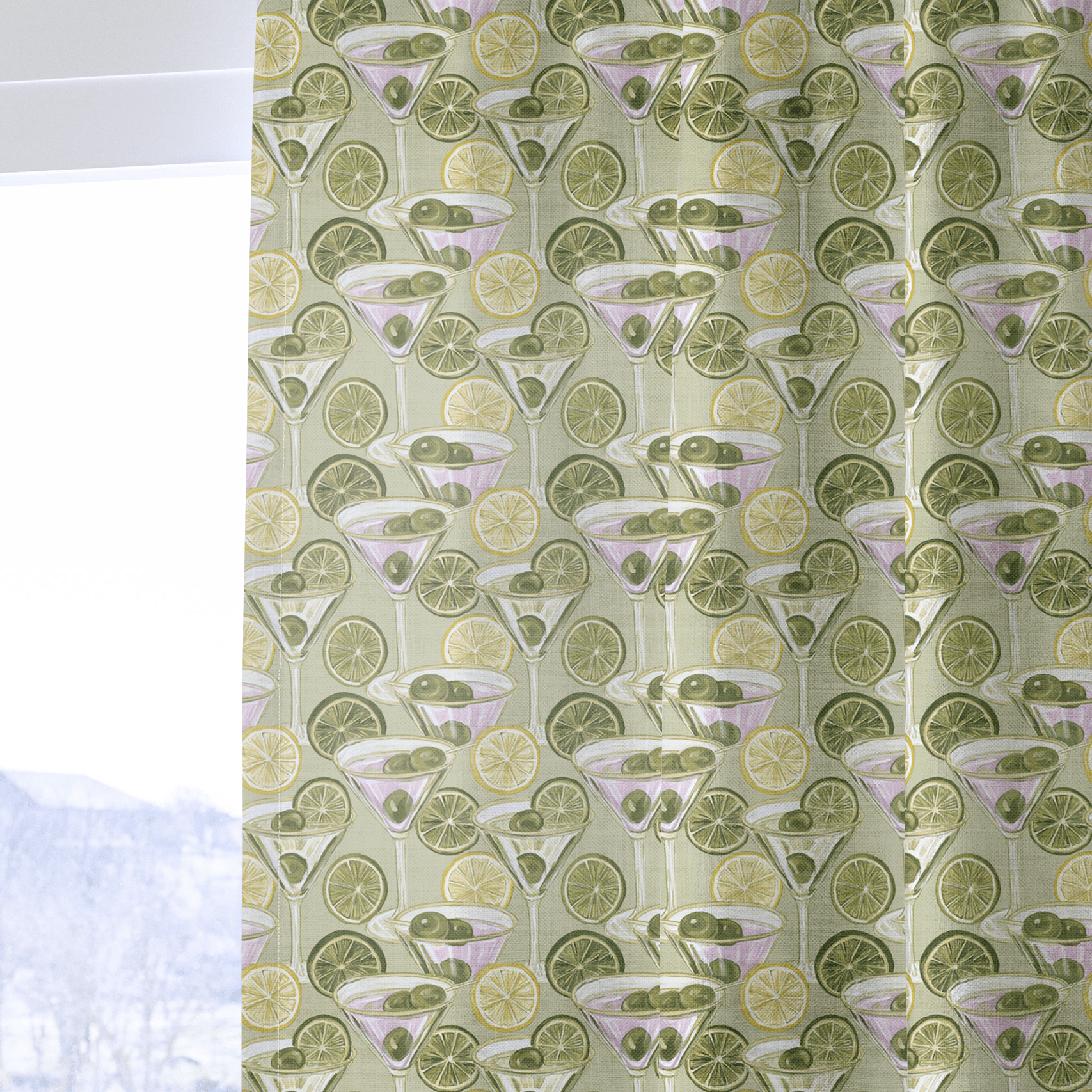 Pastel Martini Glasses - Curtain Panel - The Drapery