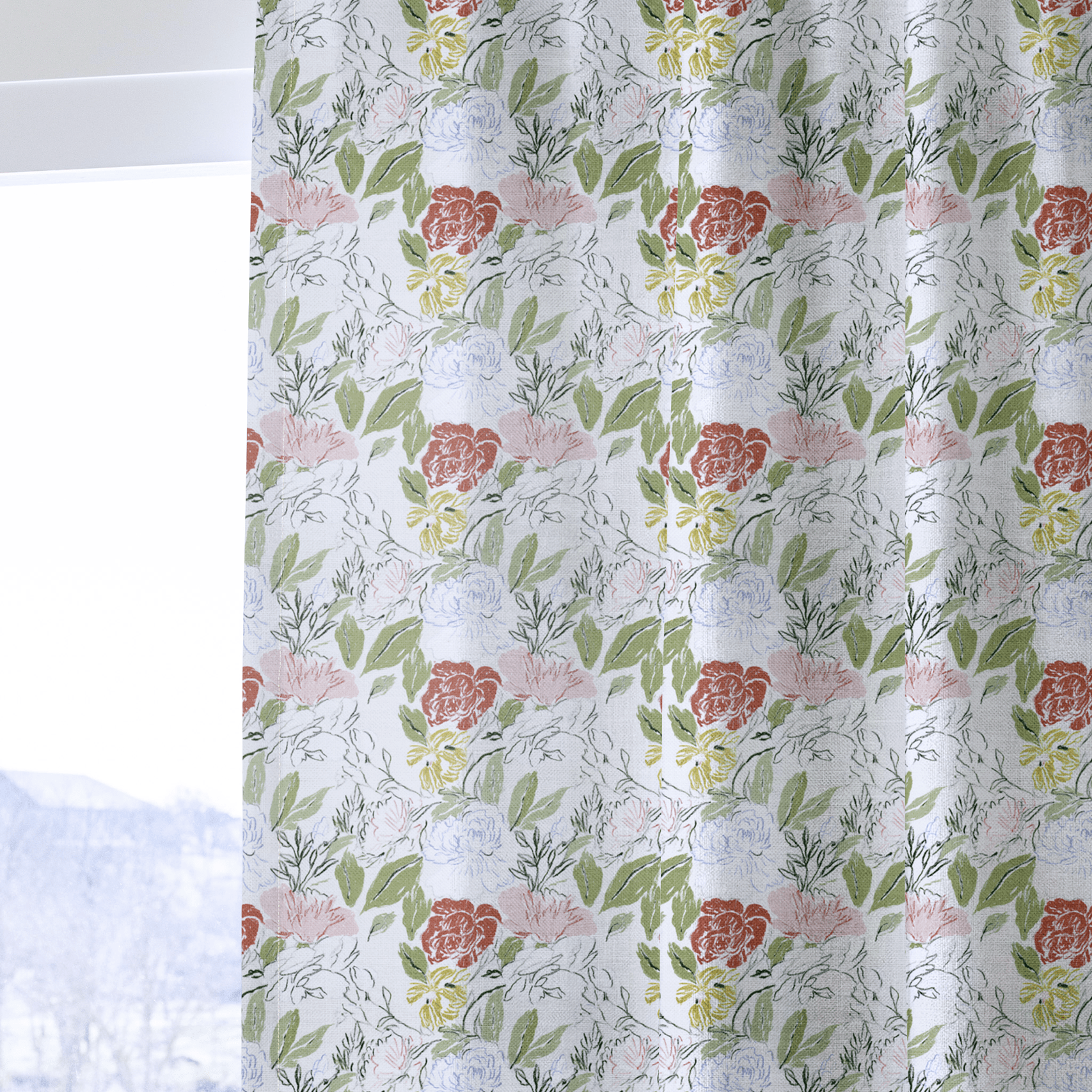 Pencil Petal Two - Curtain Panel - The Drapery