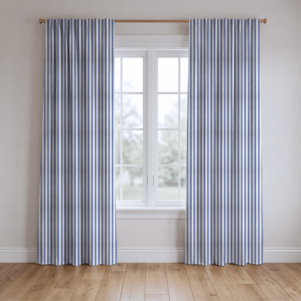 Periwinkle Stripe - Curtain Panel - The Drapery