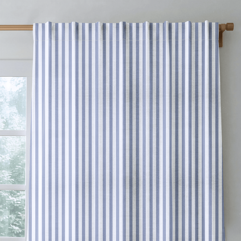 Periwinkle Stripe - Curtain Panel - The Drapery