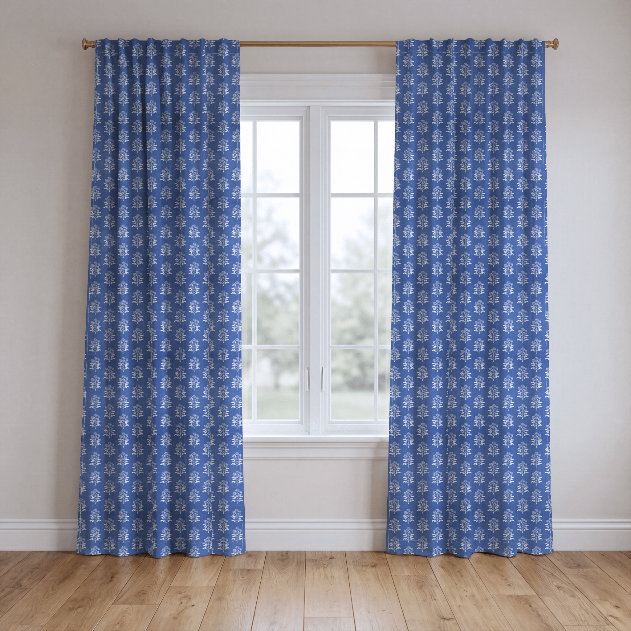 Periwinkle Trees - Curtain Panel - The Drapery