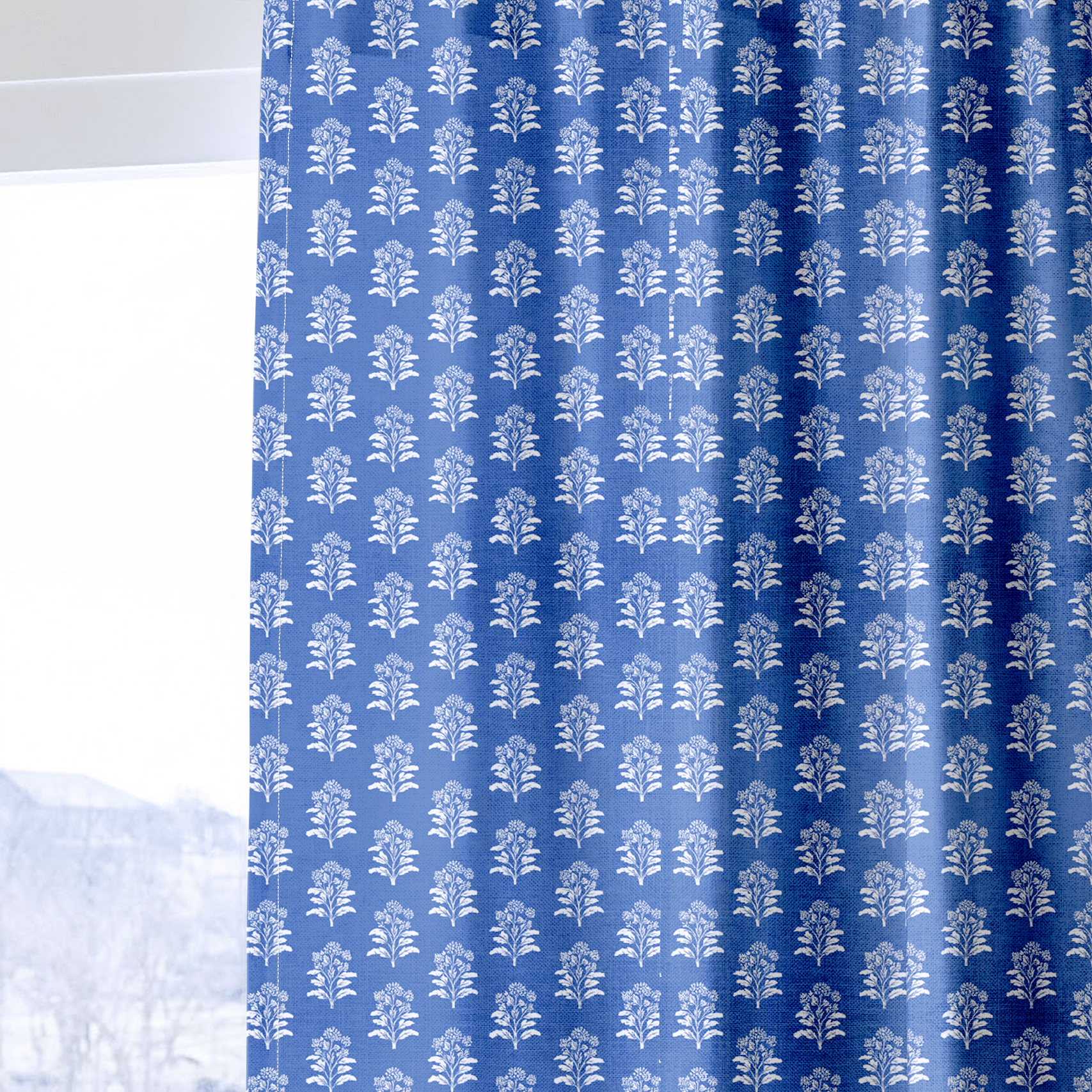 Periwinkle Trees - Curtain Panel - The Drapery