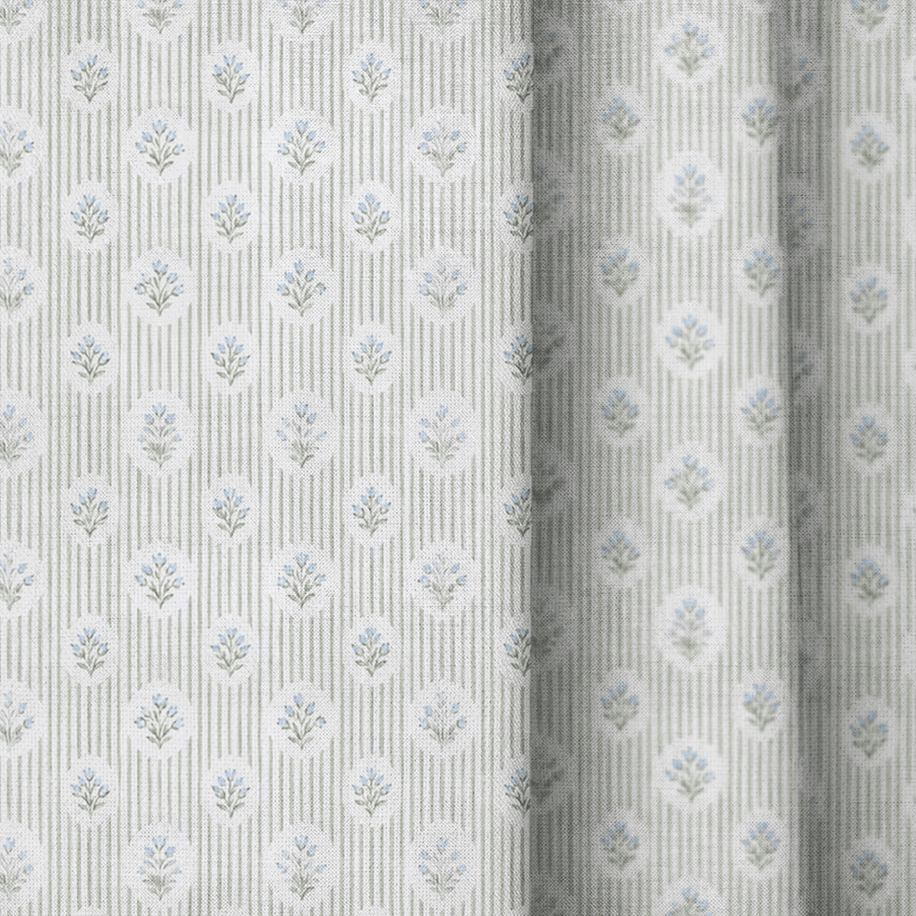 Petite Sprig Stripe - Curtain Panel - The Drapery