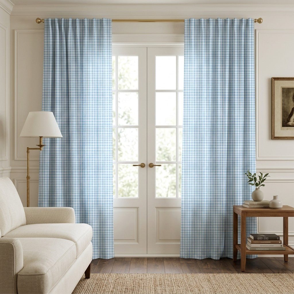 Picnic Blue - Curtain Panel - The Drapery