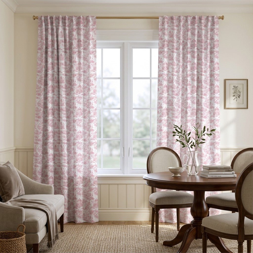 Pink French Country - Curtain Panel - The Drapery