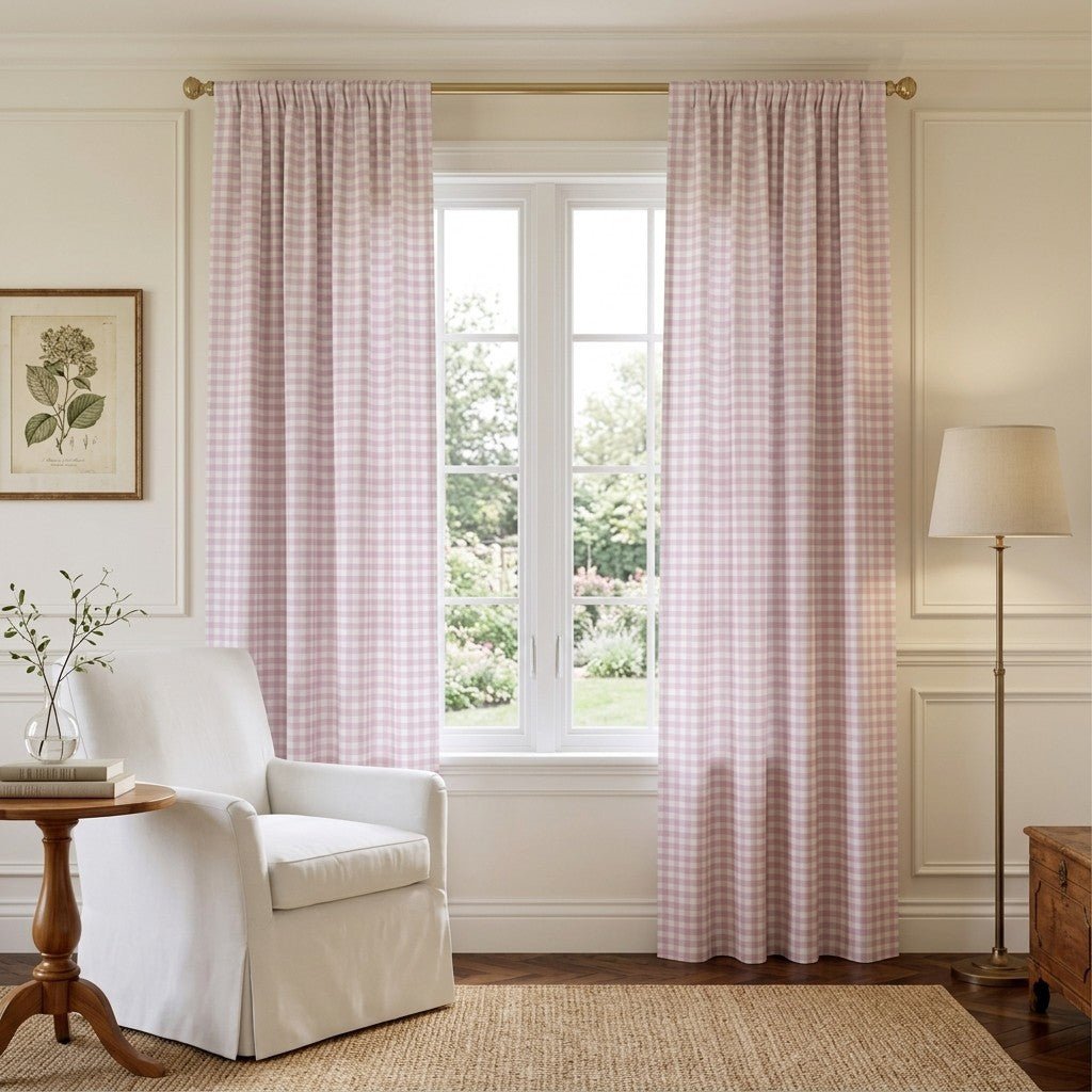 Pink Gingham - Curtain Panel - The Drapery
