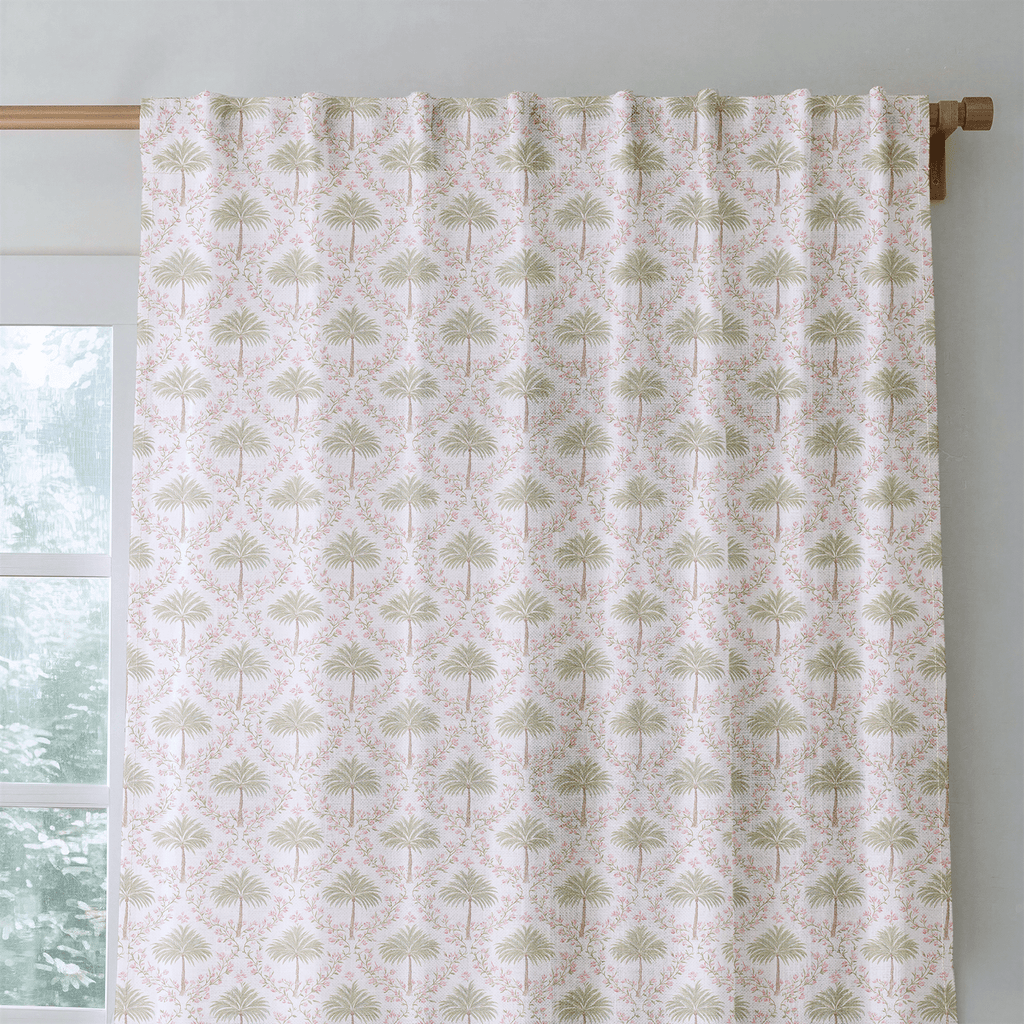 Pink Palms - Curtain Panel - The Drapery