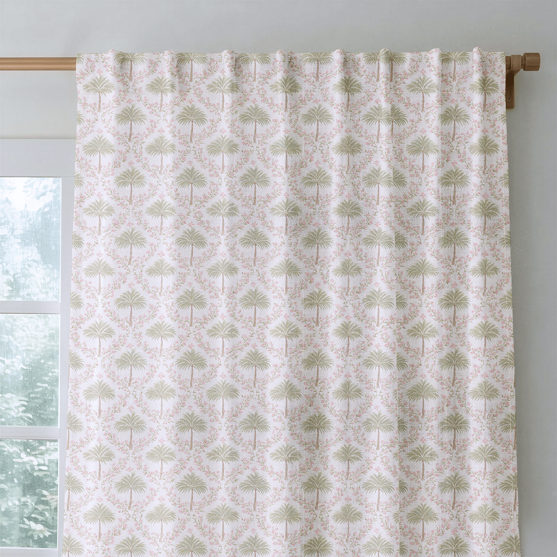 Pink Palms - Curtain Panel - The Drapery