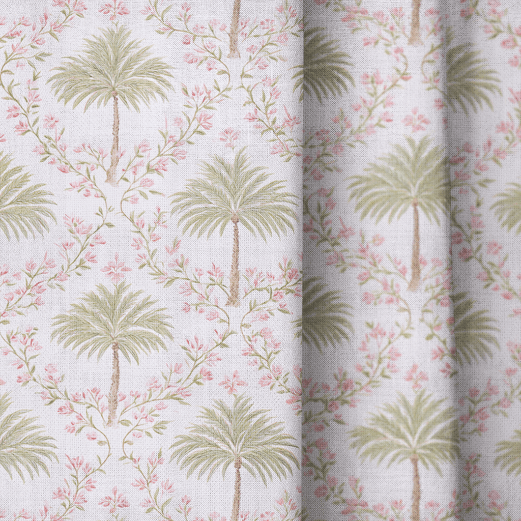Pink Palms - Curtain Panel - The Drapery