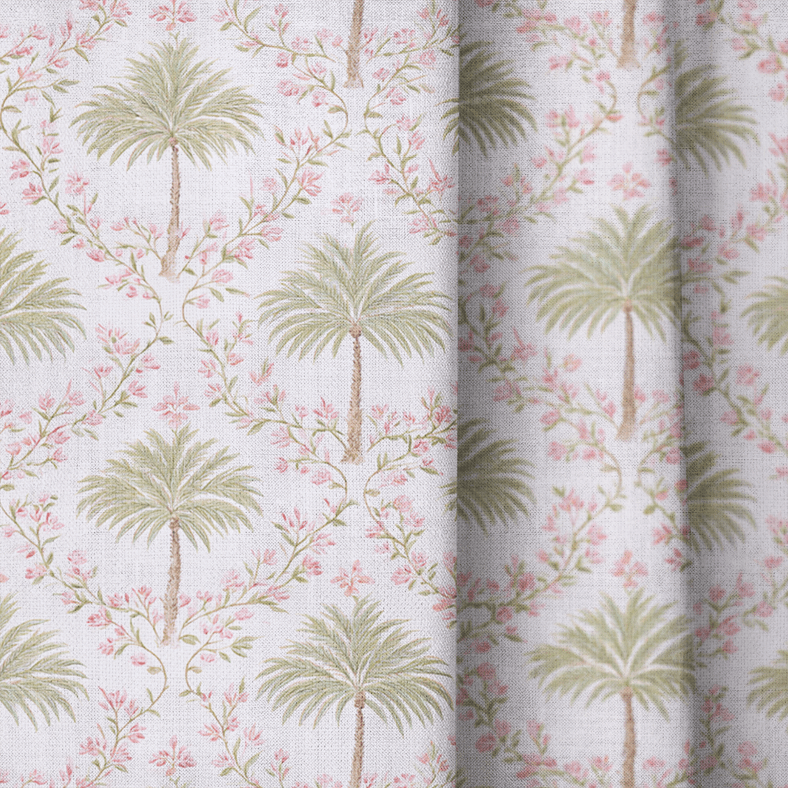 Pink Palms - Curtain Panel - The Drapery