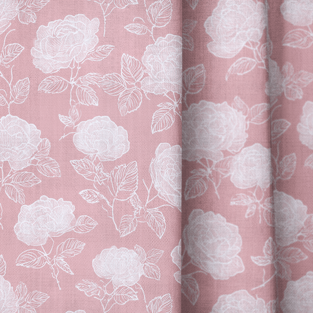 Pink Roses - Curtain Panel - The Drapery