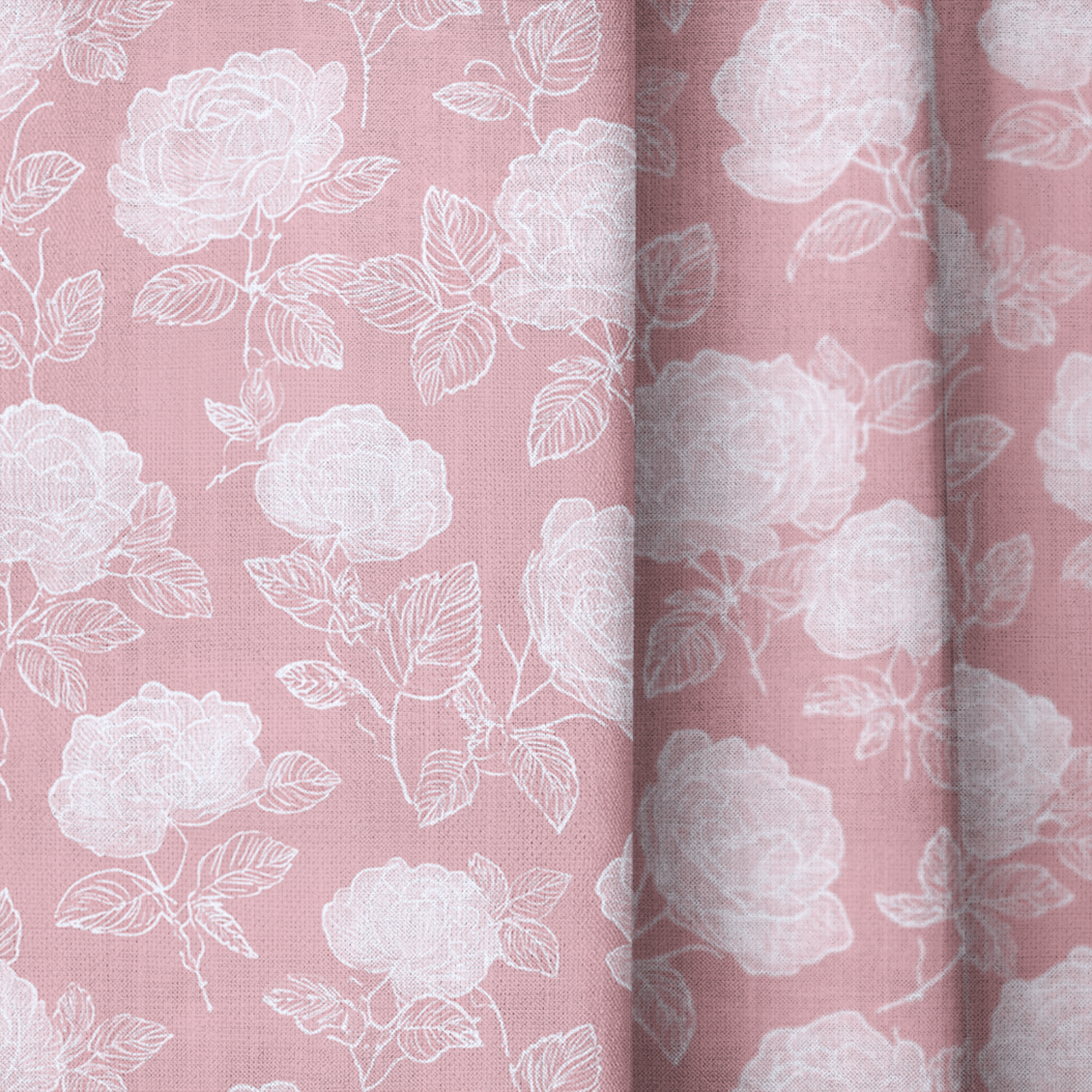 Pink Roses - Curtain Panel - The Drapery