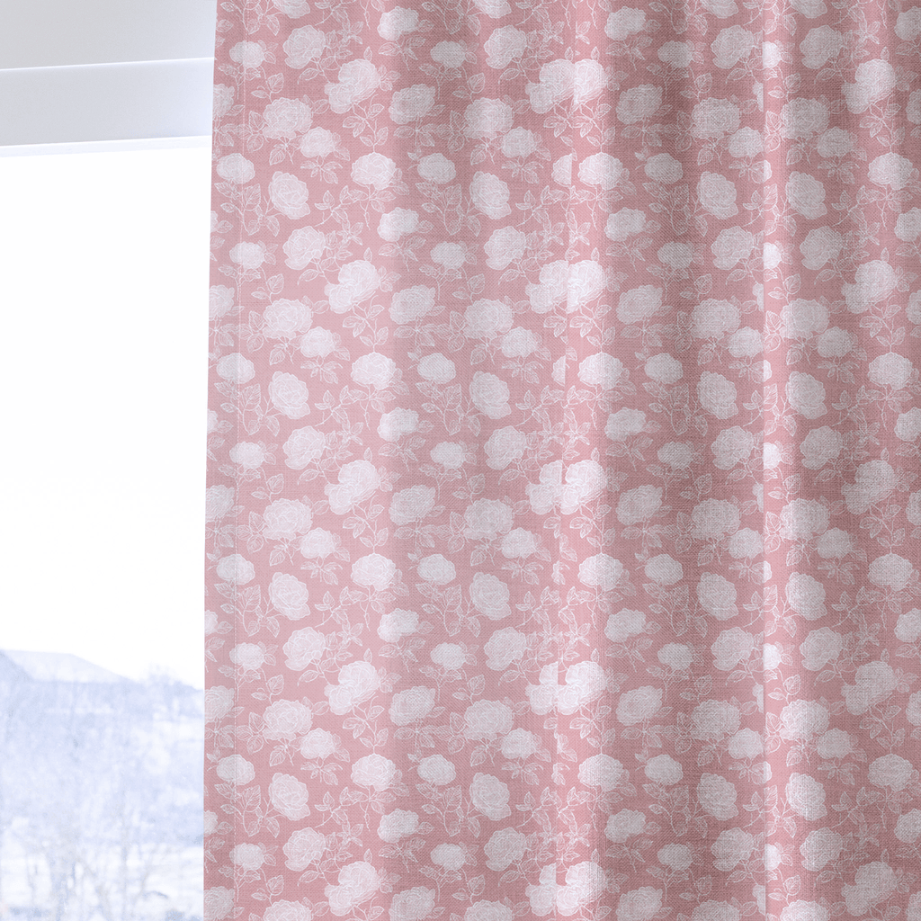 Pink Roses - Curtain Panel - The Drapery