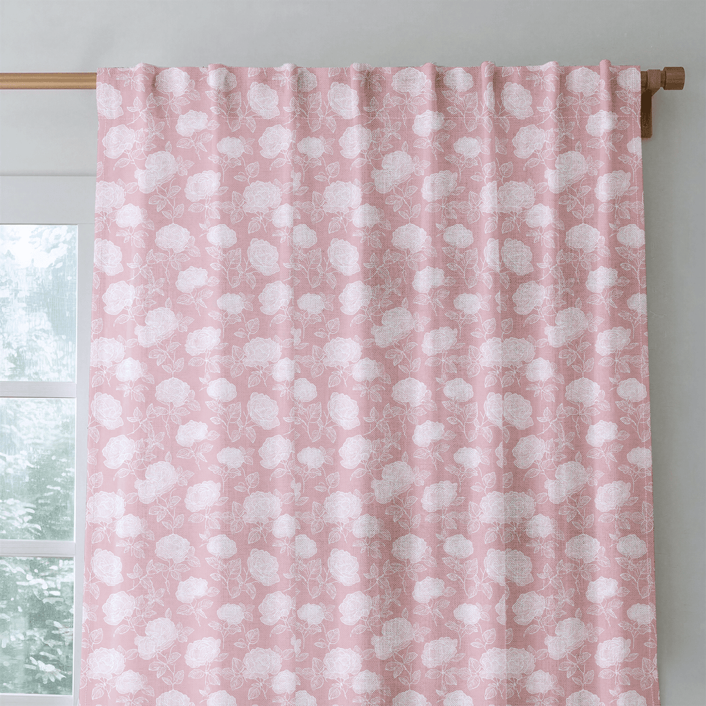 Pink Roses - Curtain Panel - The Drapery