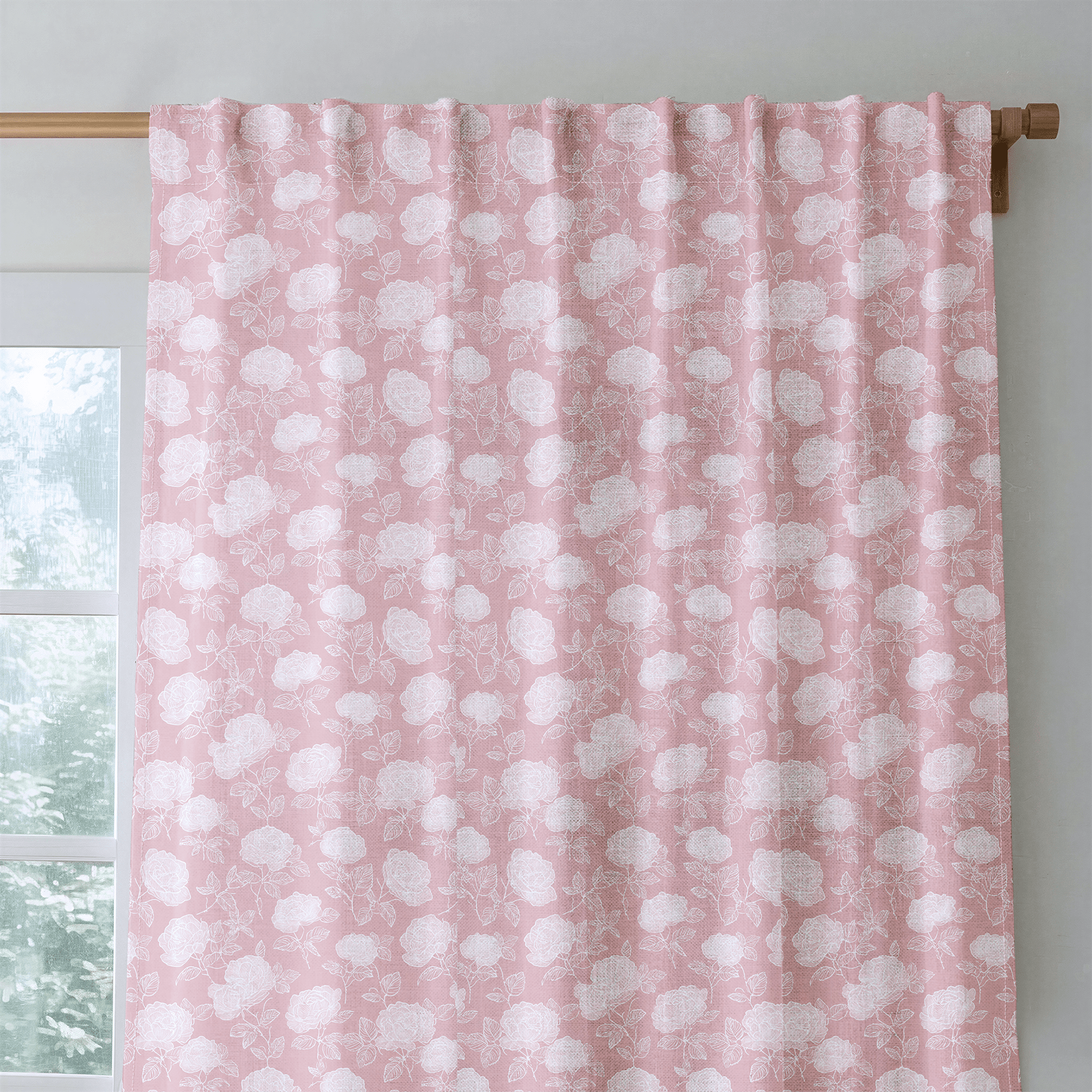 Pink Roses - Curtain Panel - The Drapery