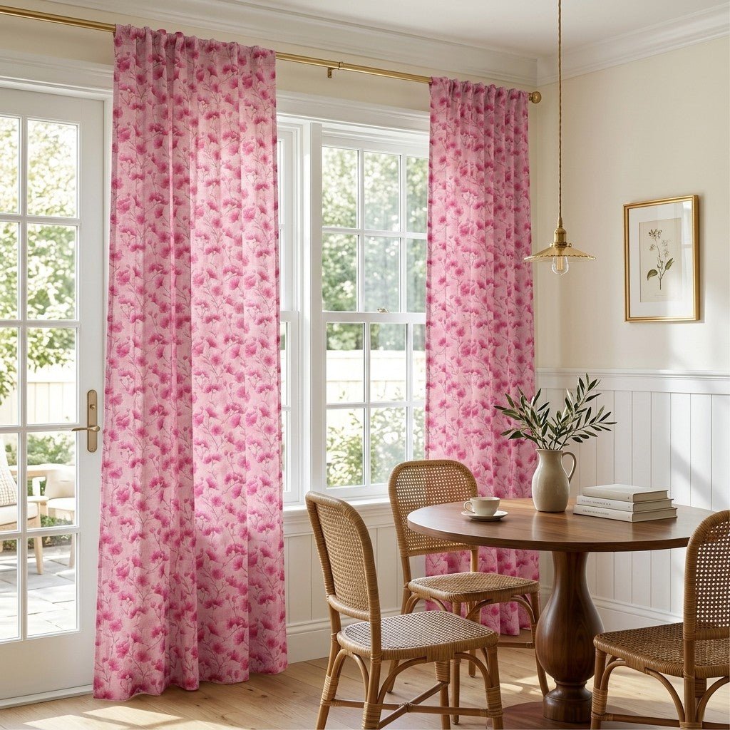 Pink Sketches - Curtain Panel - The Drapery