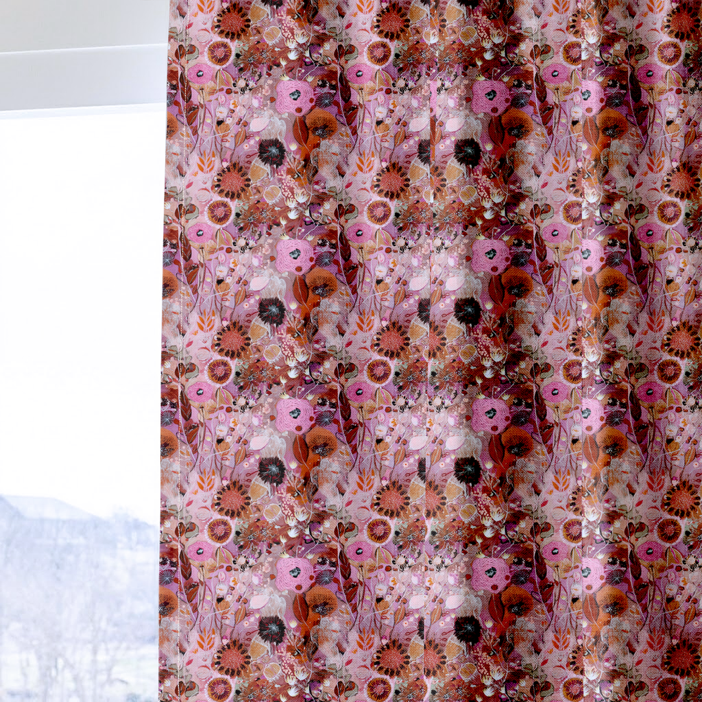 Pink Wildgarden - Curtain Panel - The Drapery