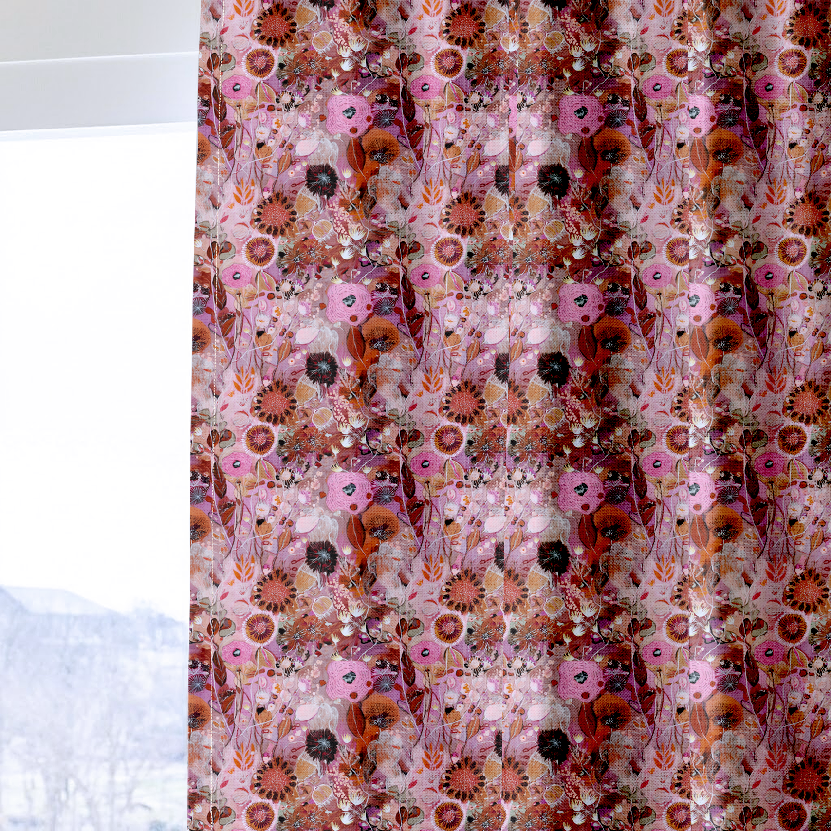 Pink Wildgarden - Curtain Panel - The Drapery