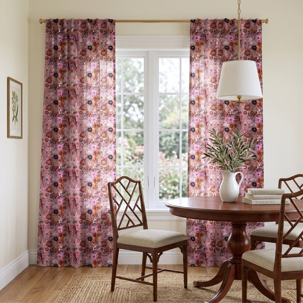 Pink Wildgarden - Curtain Panel - The Drapery