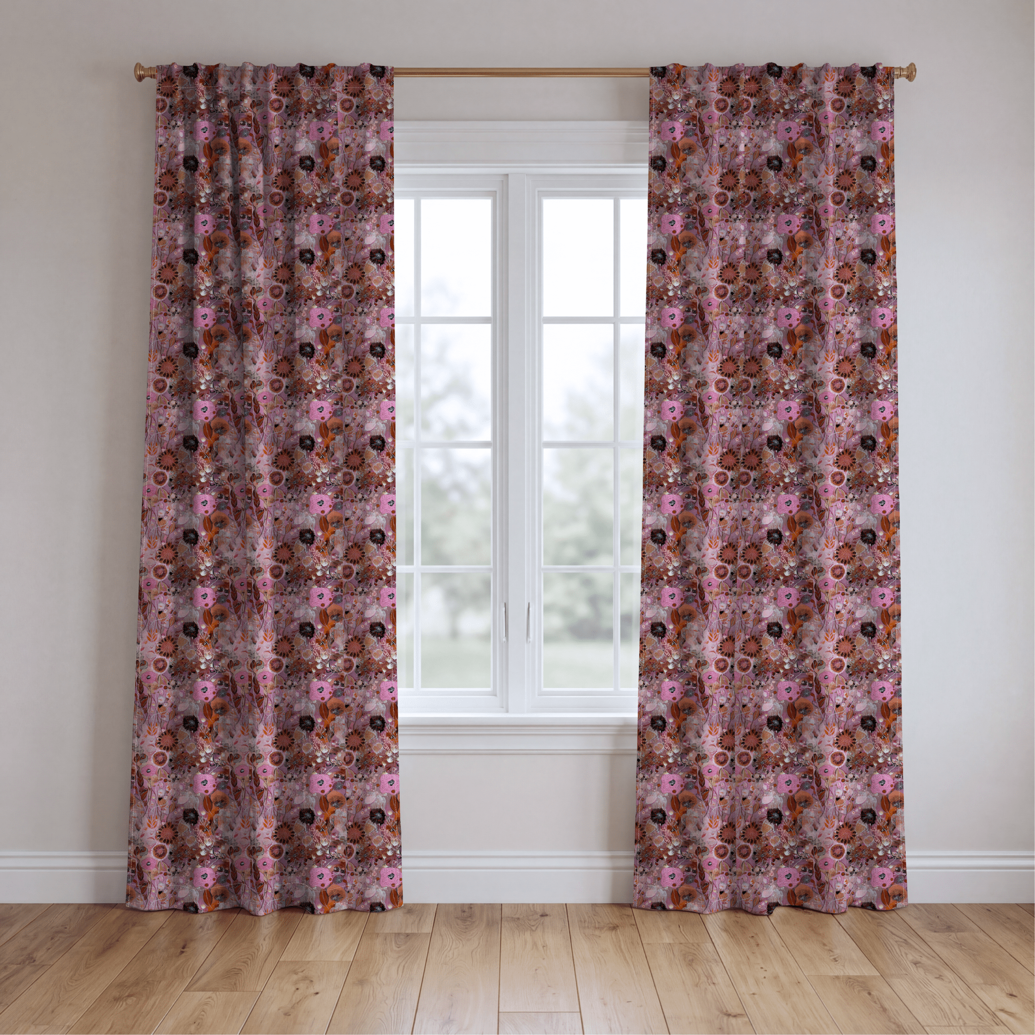 Pink Wildgarden - Curtain Panel - The Drapery