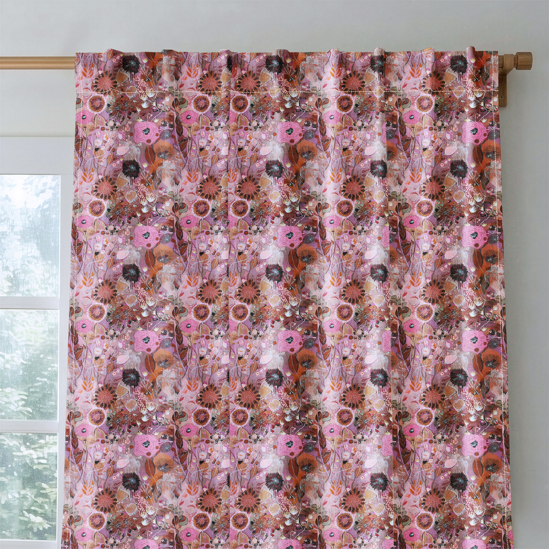 Pink Wildgarden - Curtain Panel - The Drapery