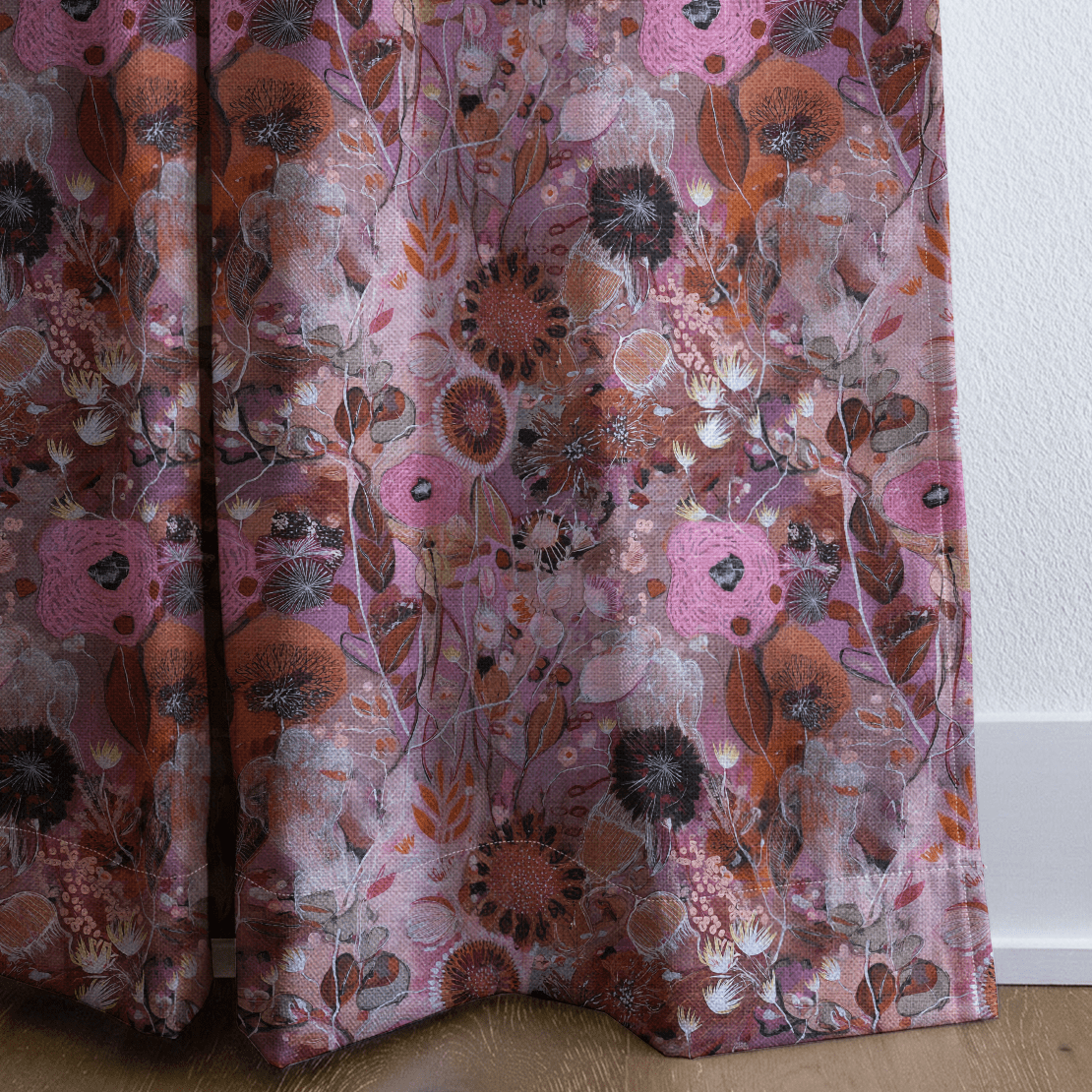 Pink Wildgarden - Curtain Panel - The Drapery